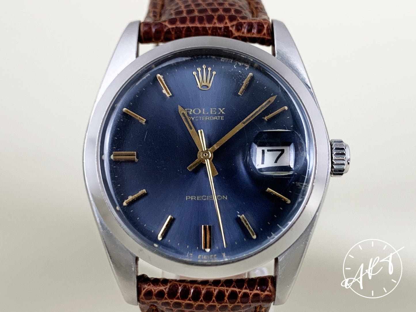 Vintage Rolex OysterDate Precision Blue Dial SS Manual Watch 6694 w/ Paper