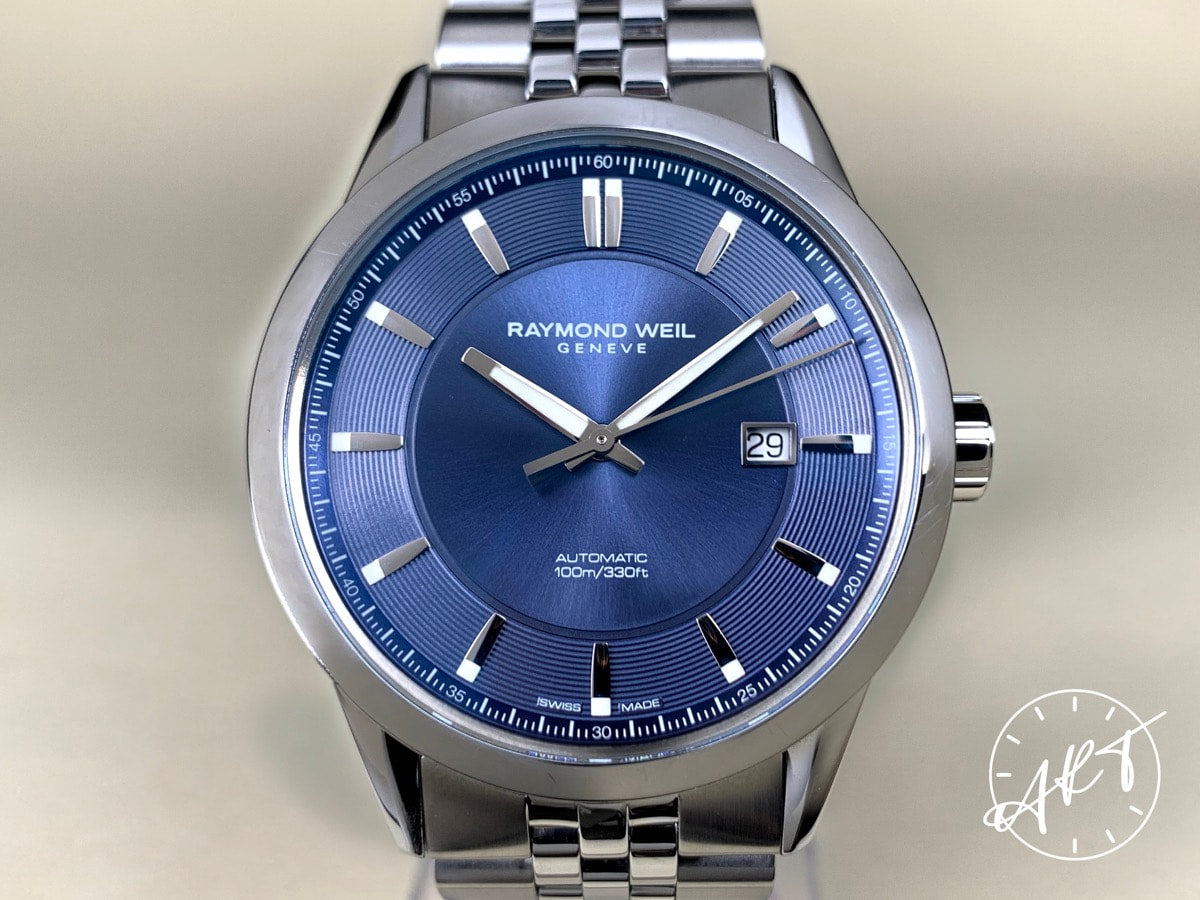 Raymond Weil Freelancer Classic Blue Dial Stainless Steel Auto Watch in FULL SET