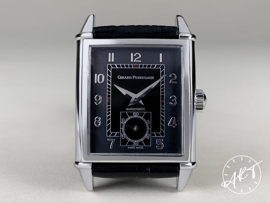 Girard-Perregaux Vintage 1945 Black Dial Stainless Steel Auto Watch 2594 w/ Box