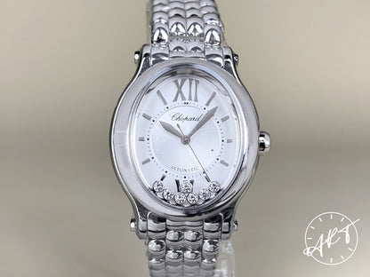 NEW Chopard Happy Sport Silver Dial Oval 7 Diamonds Ladies Watch 278602-3002 BP