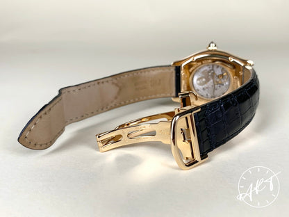 Cartier Tortue Large Factory Diamond Bezel White Dial 18K RG Watch 2498 BP
