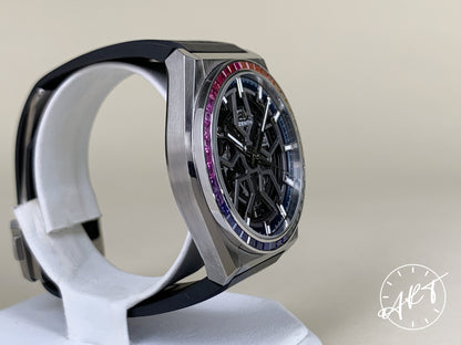 Zenith Defy Classic Black Dial Titanium Watch w/ Box w/ Additional Rainbow Bezel