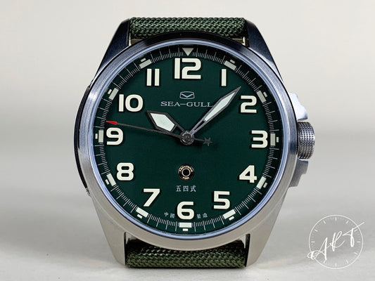 NEW Seagull Army One Green Dial “Type 54 Pistol” SS Auto SE Watch 811.93.6106 BP