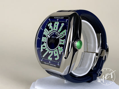 Franck Muller Vanguard Crazy Hours Blue Dial SS Auto Asia Ltd Watch V45 w/ B&P