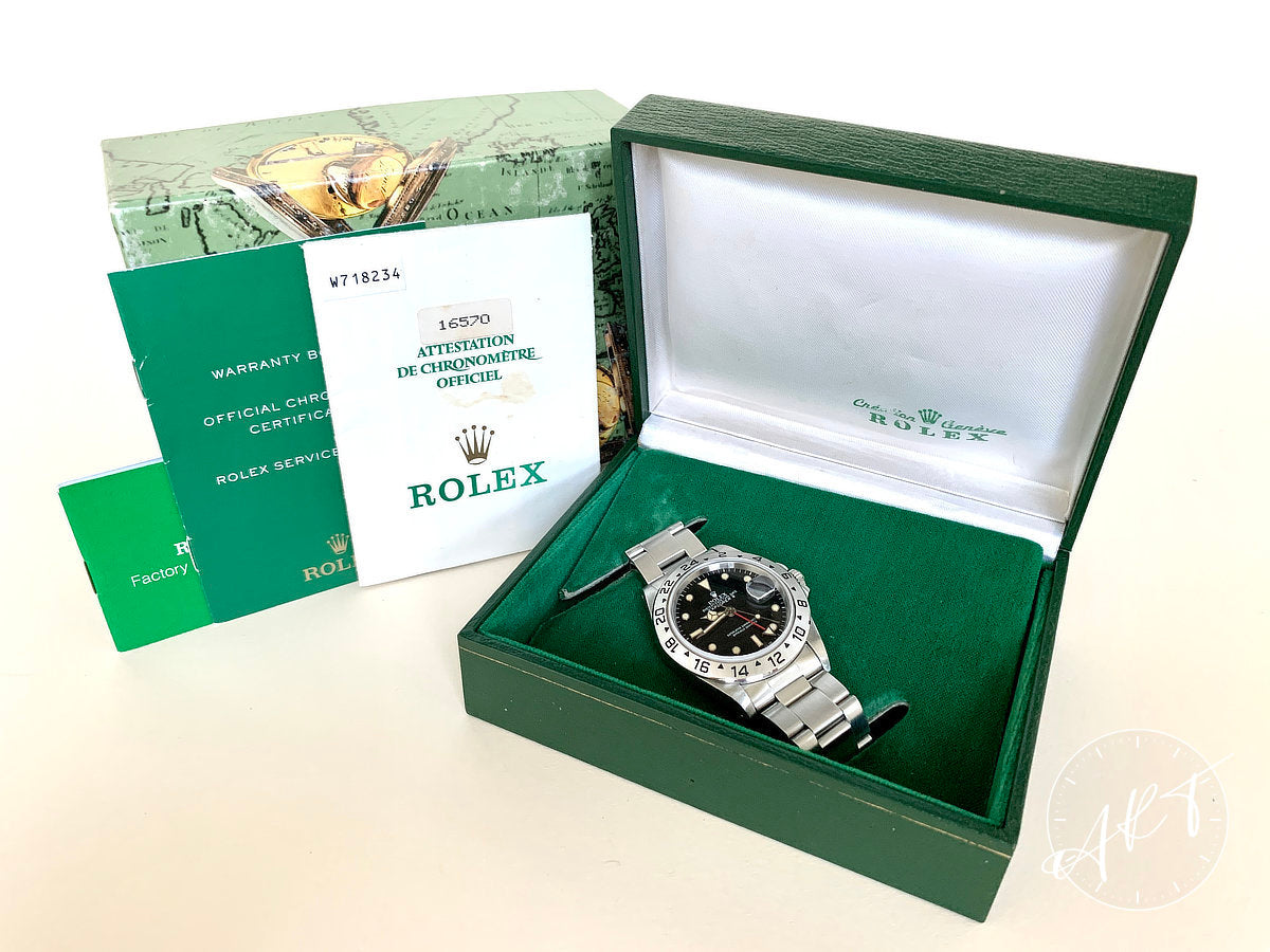 1995 Rolex Explorer II Black Dial Lume Matching Patina SS Field Watch 16570 BP