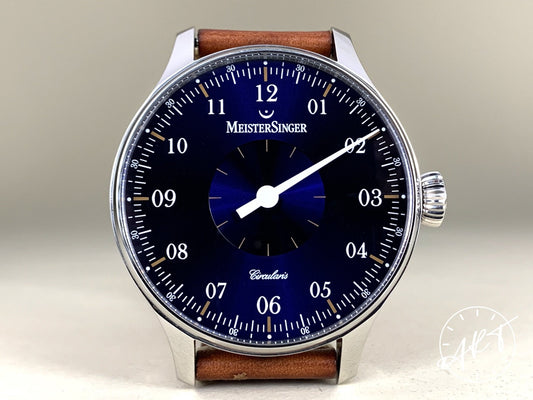 MeisterSinger Circularis Blue Dial Stainless Steel Manual Watch CC108 w/ B&P