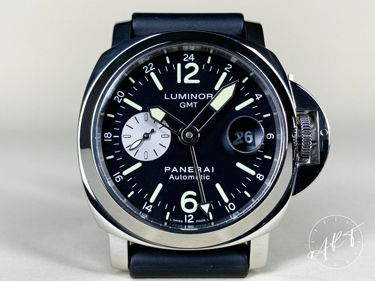2013 Panerai PAM 88 Luminor GMT Black Dial Acciaio Auto Diver Watch PAM00088 BP