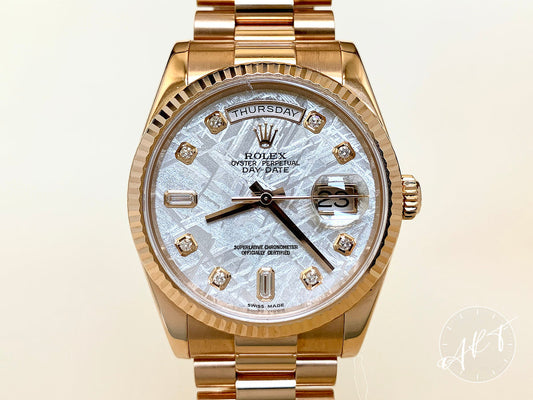 Rolex Day-Date President Meteorite & Diamond Everose Gold Watch 118235 BP