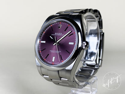 Rolex Oyster Perpetual 39 Purple Dial “Red Grape” SS Watch 114300 BP *Discontinued*