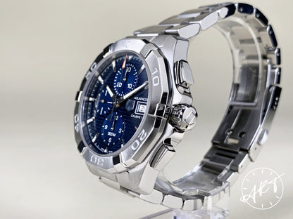 Tag Heuer Aquaracer Cal 16 Chrono Blue Dial SS Auto Diver Watch CAY2112 w/ B&P