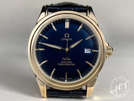 Omega De Ville Co-Axial Chronometer Blue Dial 18K Gold Auto Watch 4631.80.33 BP