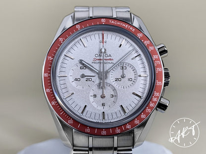 Omega Speedmaster Red Bezel Silver Dial 2020 Tokyo Olympic Rising Sun Ltd Watch BP