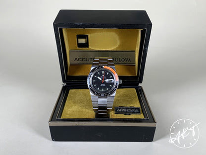 1970s Accutron Snorkel Black & Orange Bezel Black Dial Tuning Fork Euro Edition Watch