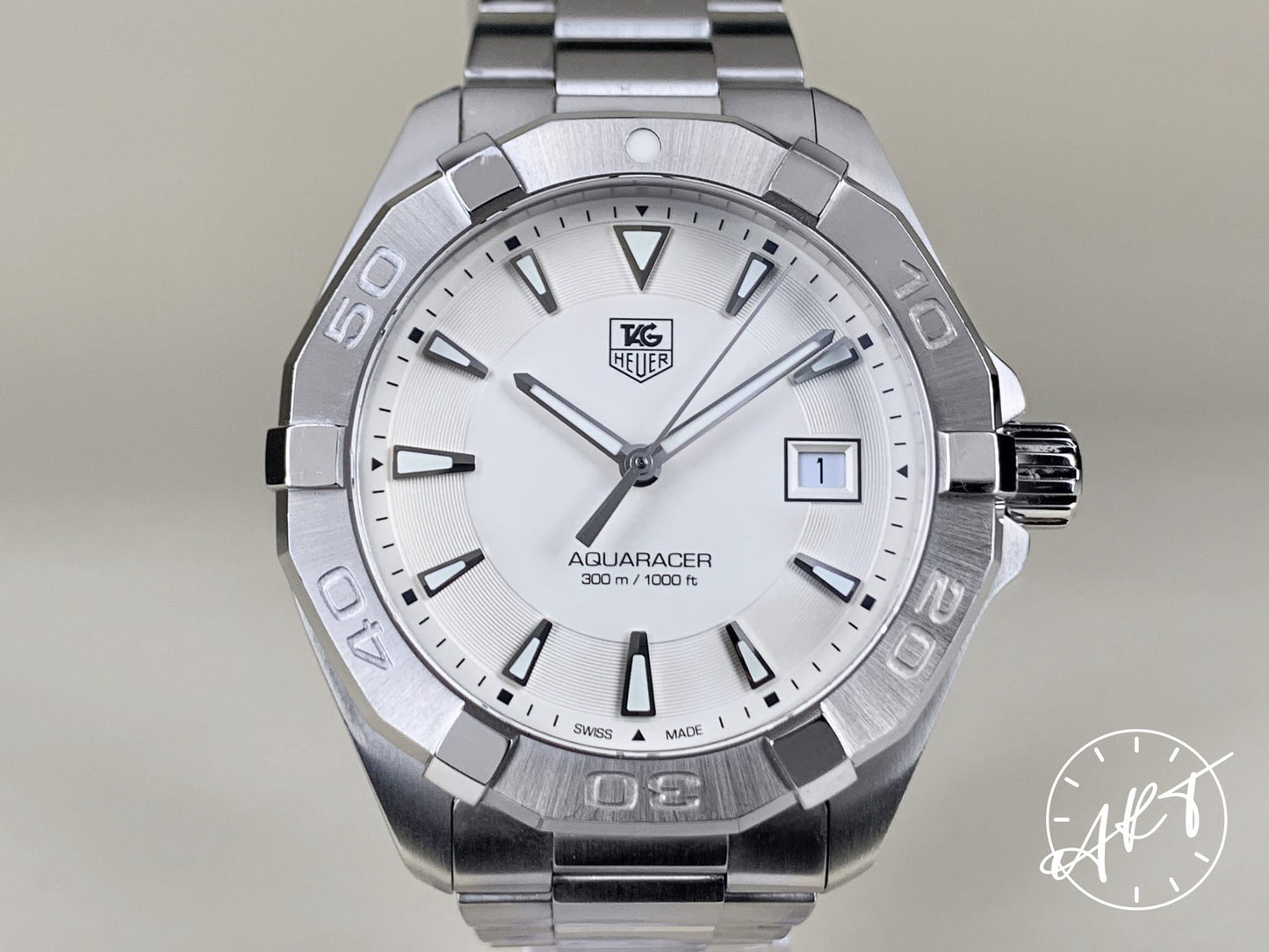 Tag Heuer Aquaracer Silver Dial SS Quartz Diver Watch WAY1111 w/ B&P