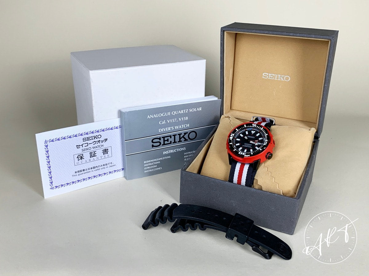 Seiko Prospex Red Baby Tuna Black Dial PVD SS Auto Ltd Diver Watch SRP233 BP