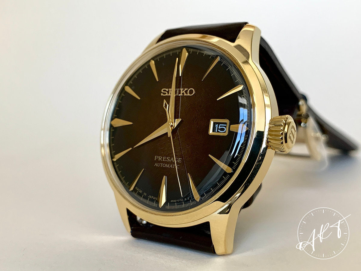 NEW Seiko Presage Cocktail Brown Dial Gold Plated SS Auto Ltd Ed Watch SARY134