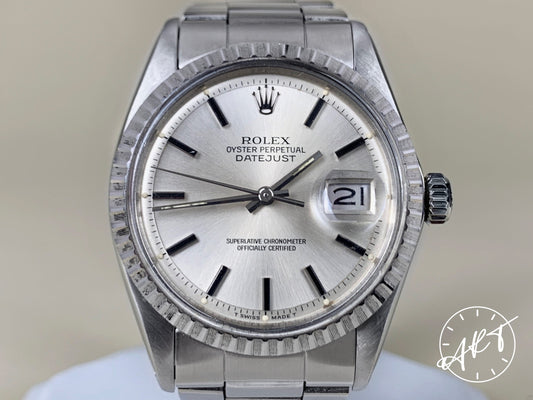 Vintage 1973 Rolex Oyster Perpetual DateJust Silver Dial SS Watch 1603 w/ 7836 Bracelet