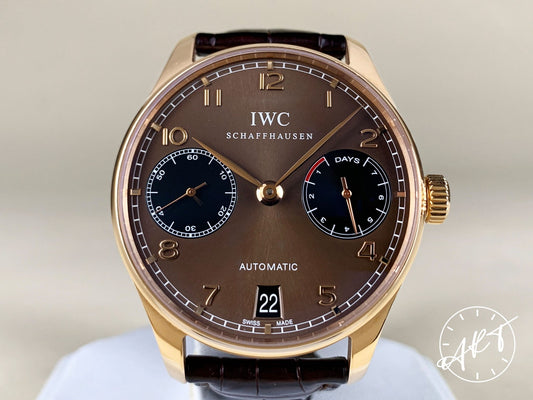 IWC Portuguese Chrono Brown Dial 18K RG Boutique-Only 500 Pcs Ltd Watch IW500124 BP