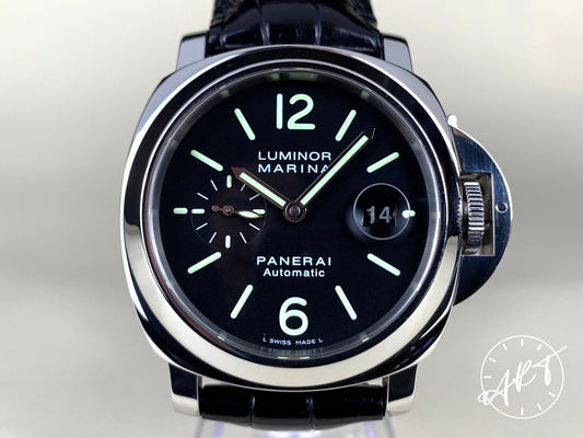 Panerai PAM 104 Luminor Marina Black Dial SS Auto Diver Watch PAM00104 w/ B&P