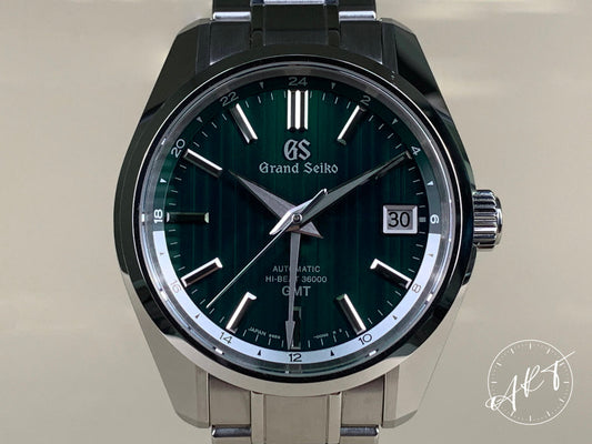 Grand Seiko Heritage Hi-Beat GMT Green Dial SS Auto Asia Ltd Watch SBGJ241 w/ BP