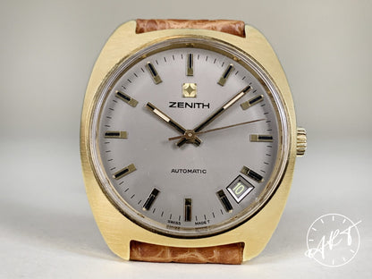 Vintage 1970s Zenith Cal 2562 PC Gray Dial Gold Gold Plated & SS Auto Watch