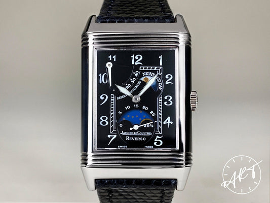 Jaeger-LeCoultre Reverso Grande Moonphase Day/Night Black Dial 18K WG Watch Q2753470 BP