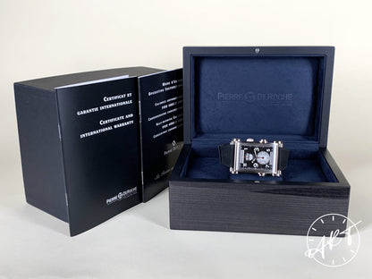 NEW Pierre DeRoche Splitrock Chronograph Black Dial SS Manual Watch w/ B&P