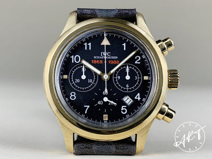 Vintage IWC Pilot Chrono 18K Gold Mecaquartz 120 Pcs Ltd Watch IW3741 w/ Papers