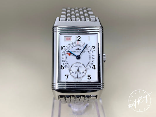 Jaeger-LeCoultre Reverso Grande Taille Day-Date White Dial SS Watch 270.8.36 BP