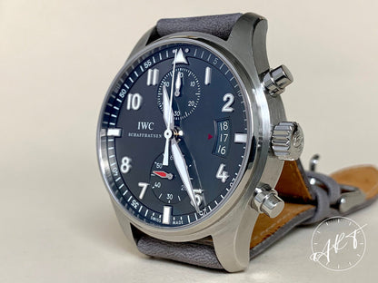 IWC Pilot's Spitfire Chronograph Slate Gray Dial SS Auto Watch IW387802 w/ B&P