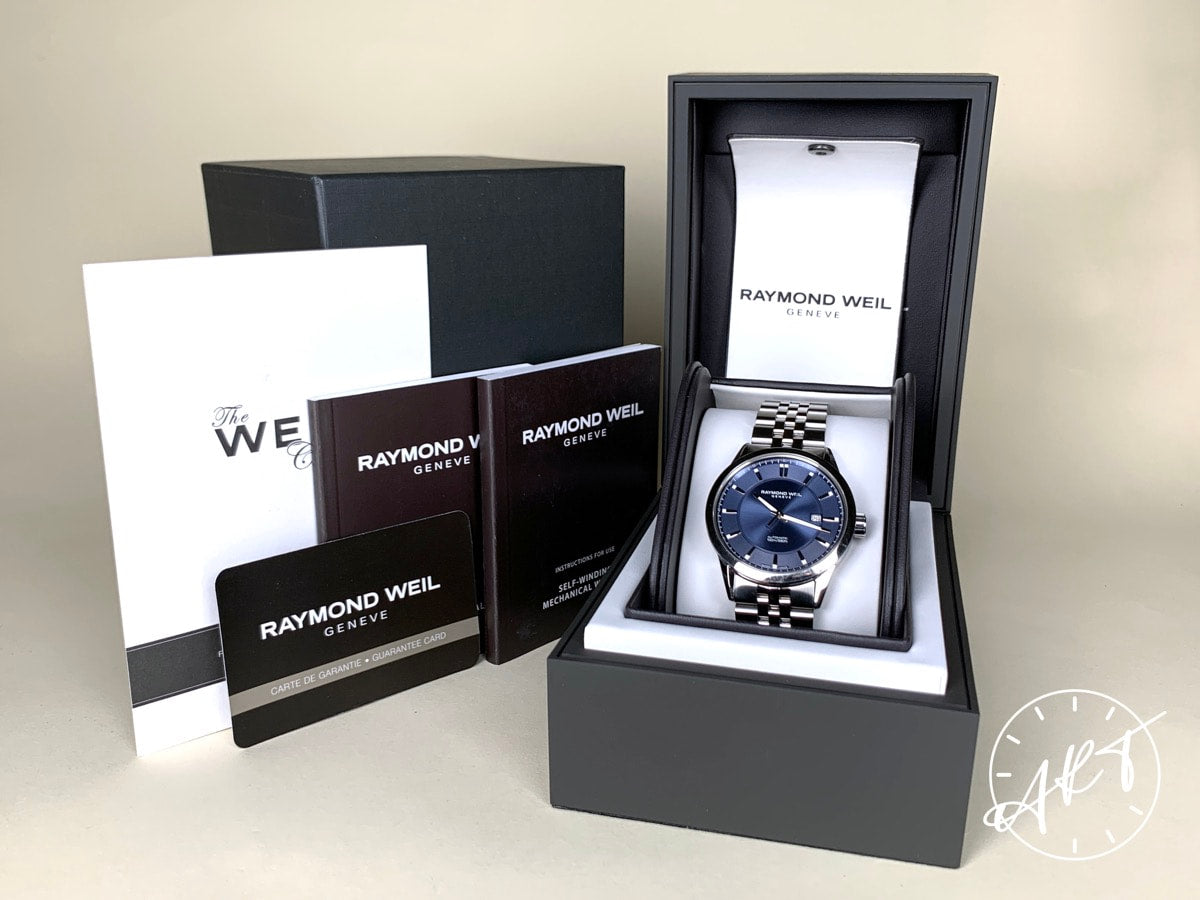 Raymond Weil Freelancer Classic Blue Dial Stainless Steel Auto Watch in FULL SET