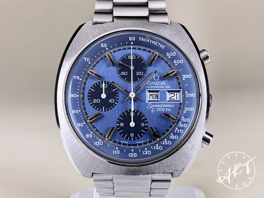 1974 Omega Speedsonic F300hz Day-Date Chrono Blue Dial Tuning Fork Watch 188.0002