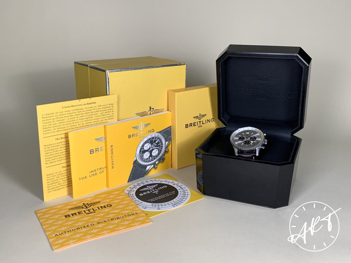Breitling Navitimer Panda Dial SS Auto 50th Anniv Pilot Watch A41322 w/ Box