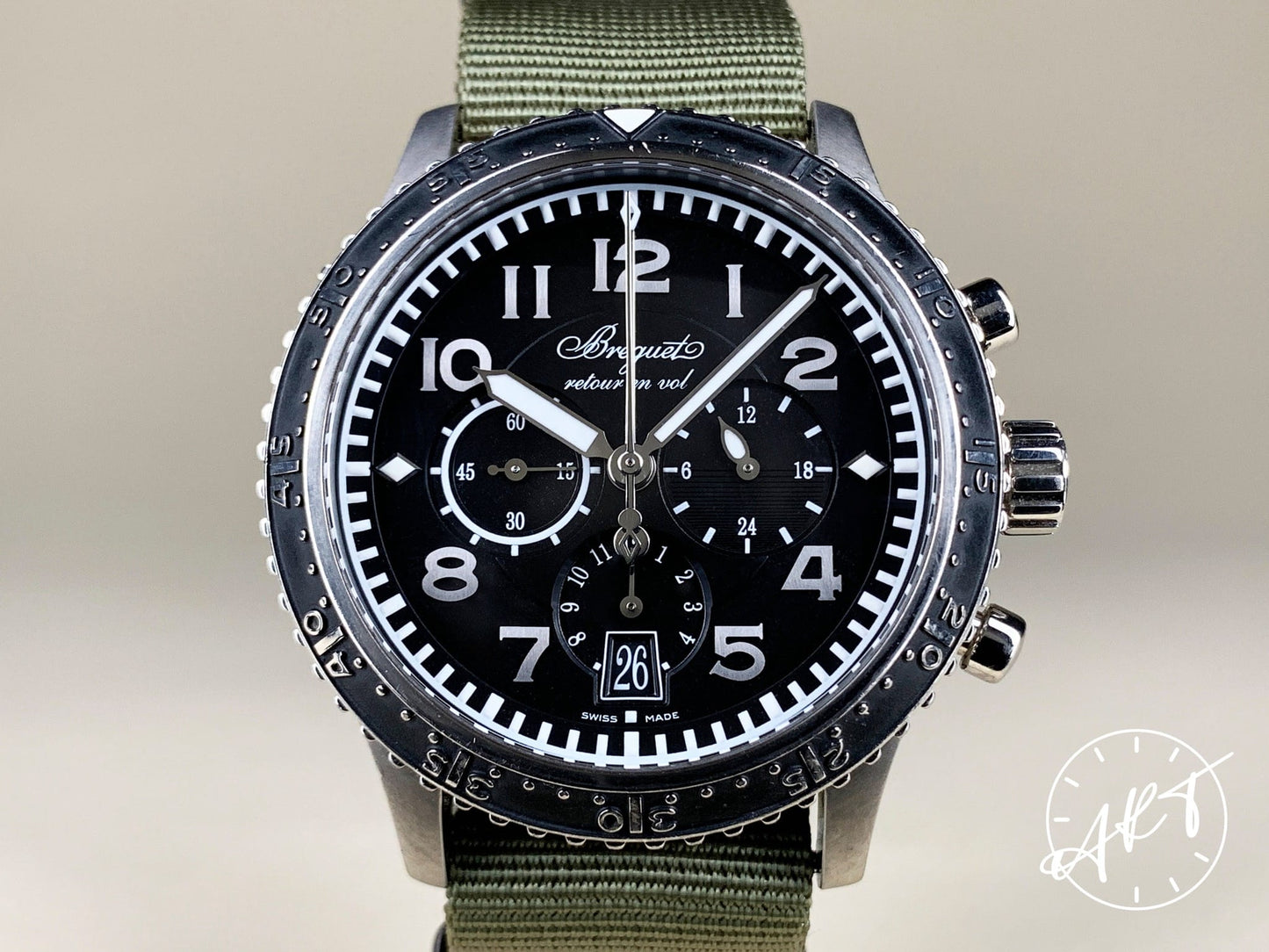 Breguet Type XXI Chronograph Black Dial Titanium Auto Pilot Watch 3810TI w/ Box