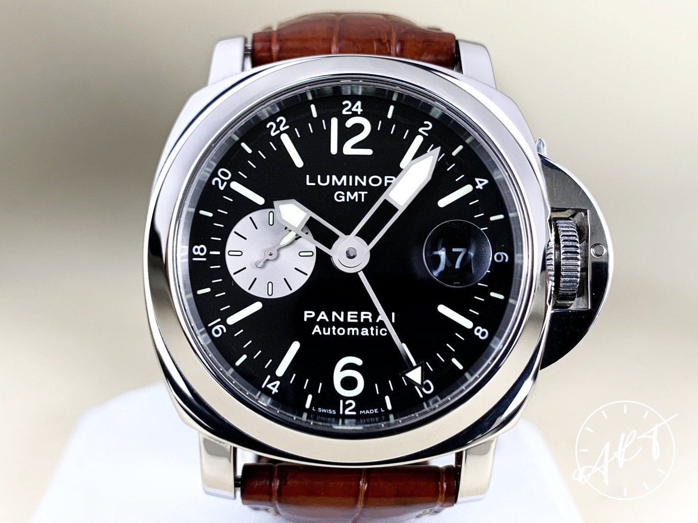 2006 Panerai PAM 88 Luminor GMT Black Dial SS Auto Watch PAM00088 w/ B&P