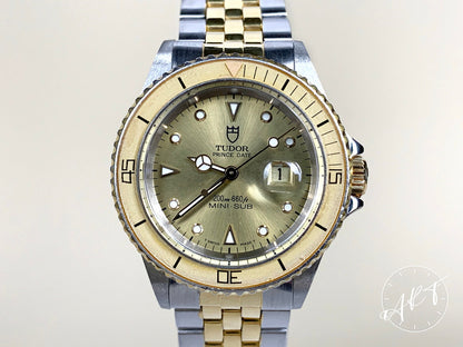 1987 Tudor Prince Date Mini-Sub Champagne Dial Two-Tone SS Diver Watch 94401