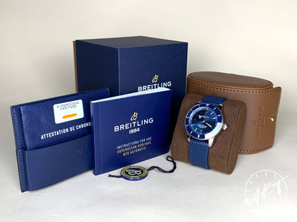 Breitling SuperOcean Heritage II Blue Dial SS Auto Diver Watch AB2030 w/ B&P