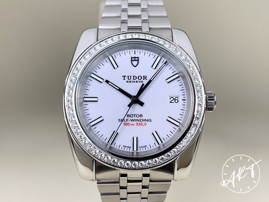 Tudor Classic Date White Dial Stainless Steel Automatic Watch 21020 in FULL SET