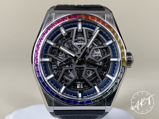 Zenith Defy Classic Black Dial Titanium Watch w/ Box w/ Additional Rainbow Bezel