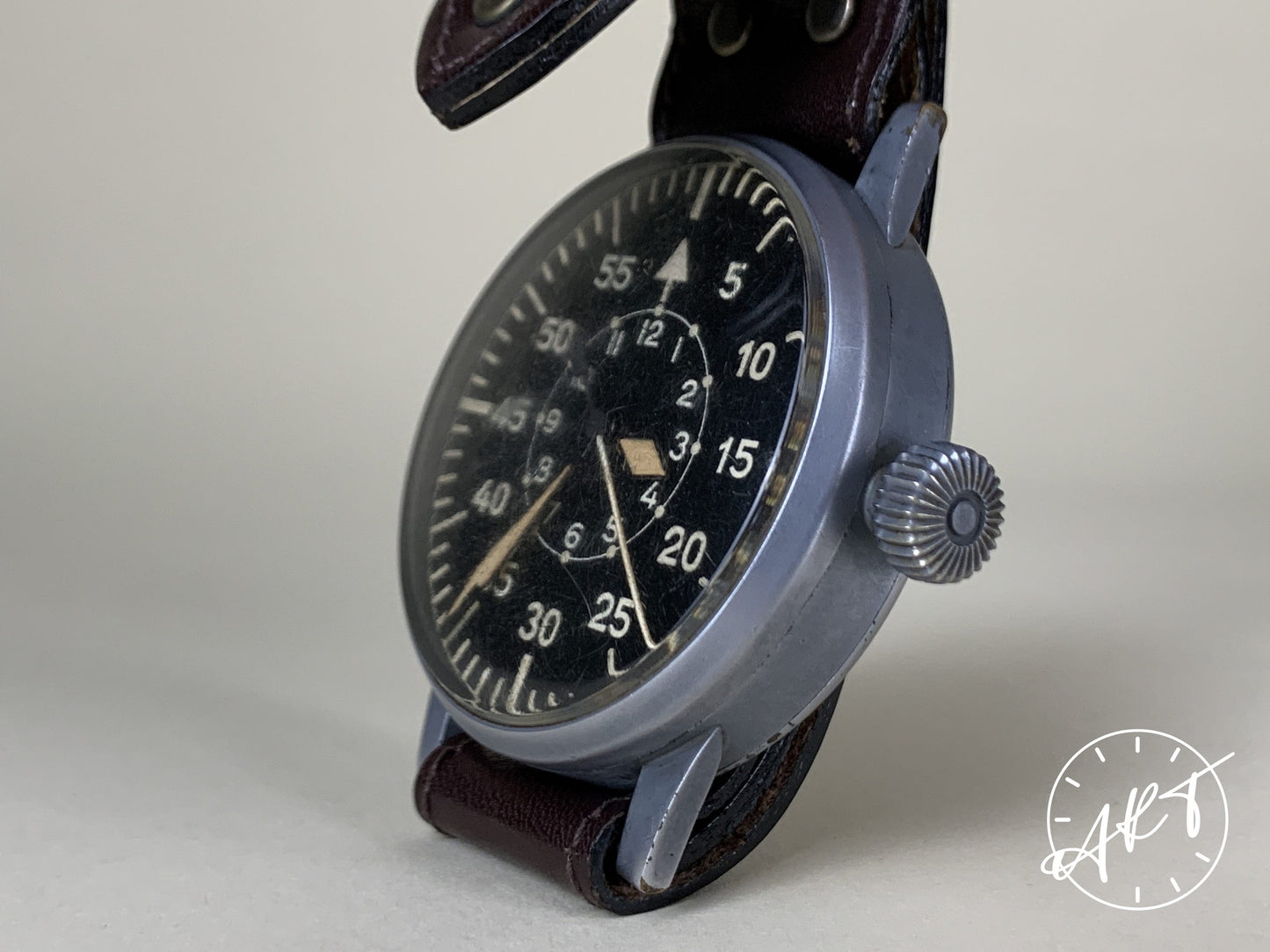 Vintage 1940s Laco B-UHR Black Dial Steel WW2 Luftwaffe Pilot Military Watch