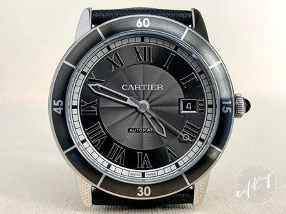 Cartier Ronde Croisiere De Cartier Black Dial SS Auto Watch WSRN0003 w/ B&P