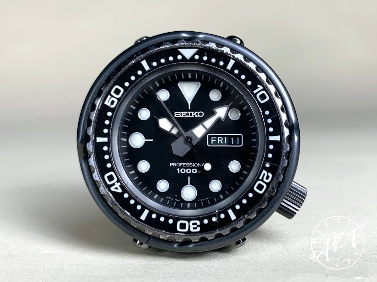 Seiko Prospex Marinemaster Darth Tuna DLC Titanium Quartz Watch SBBN013 BP