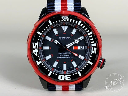 Seiko Prospex Red Baby Tuna Black Dial PVD SS Auto Ltd Diver Watch SRP233 BP