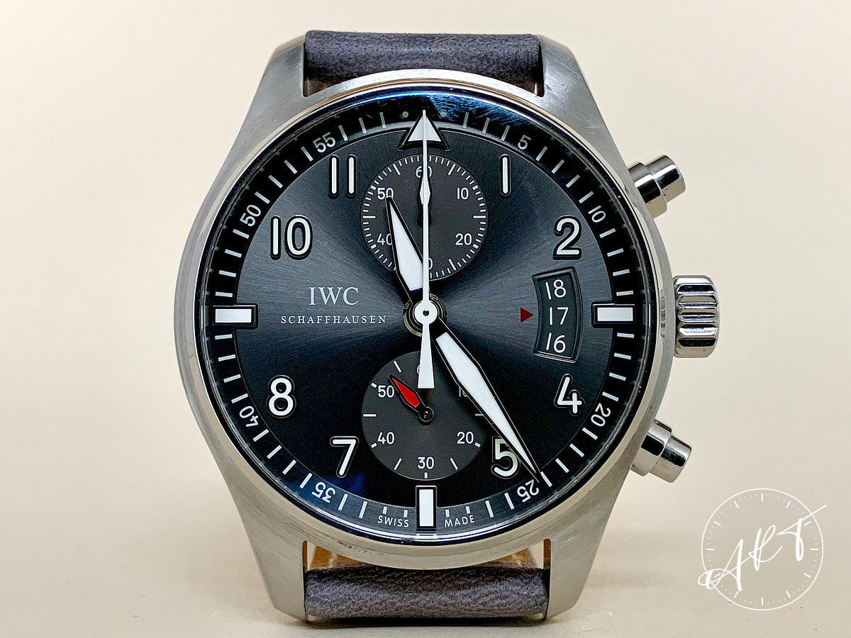 IWC Pilot's Spitfire Chronograph Slate Gray Dial SS Auto Watch IW387802 w/ B&P