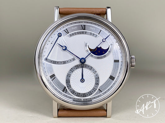 Breguet Classique Moonphase Silver Dial 18K WG Auto Watch 7137BB w/ Paper