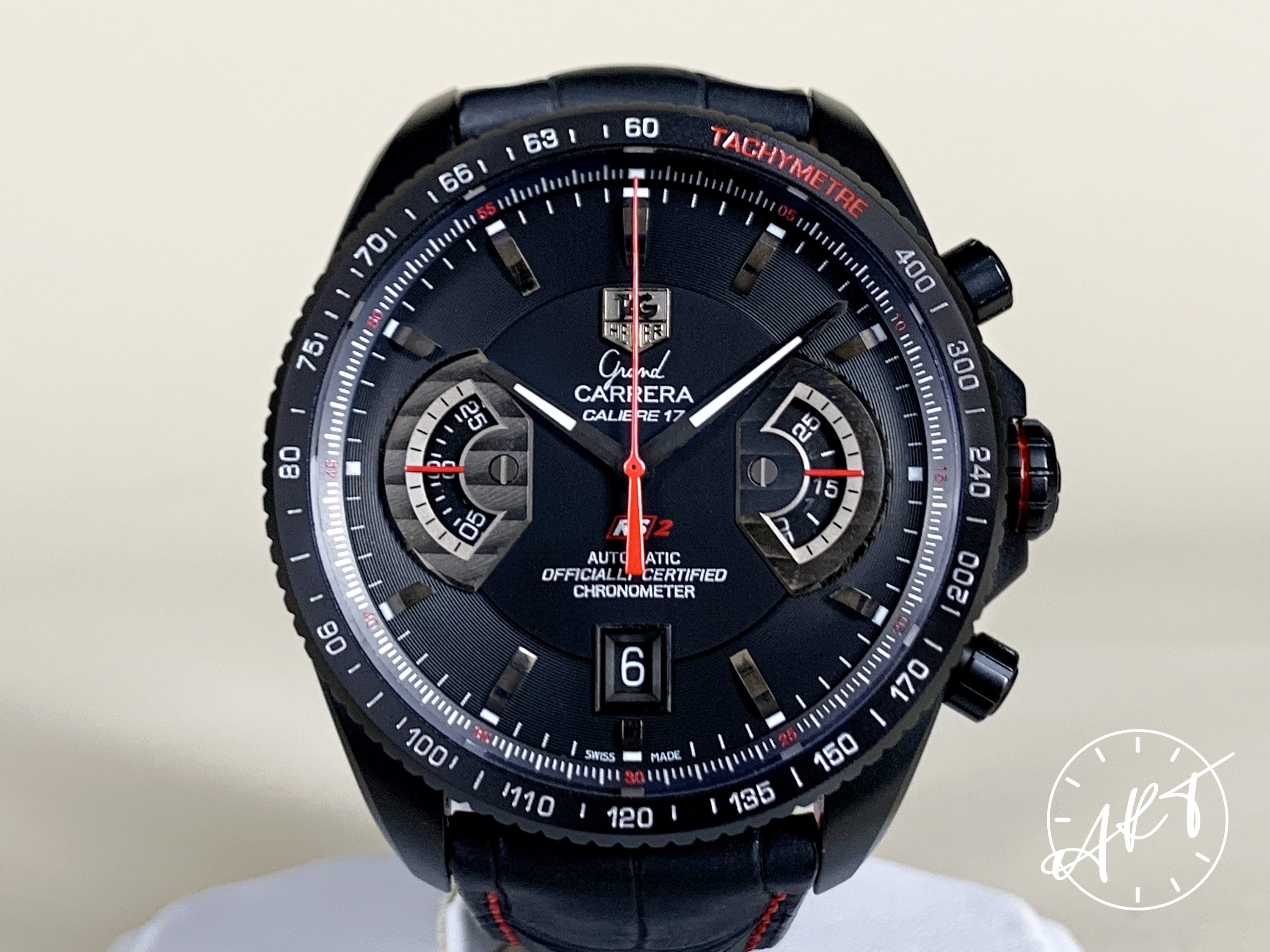 Tag Heuer Grand Carrera Chrono Black DLC Titanium Auto RS2 Watch CAV51 ART Watches