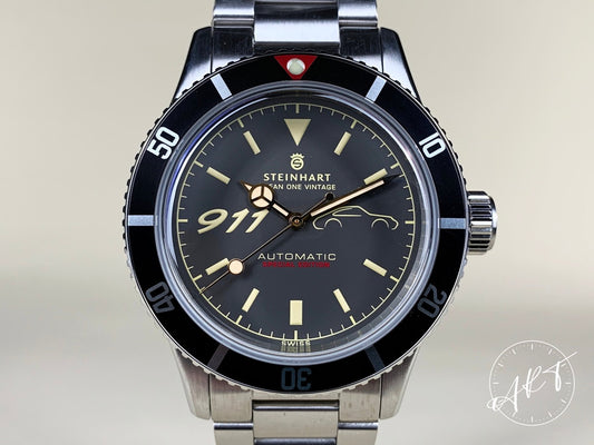 NEW Steinhart Ocean One Porsche 911 Dark Gray Dial SS Auto SE Diver Watch w/ B&P