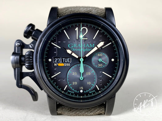 Graham Chronofighter Black Dial PVD-Coated SS Auto Vintage Aircraft Ltd Watch BP