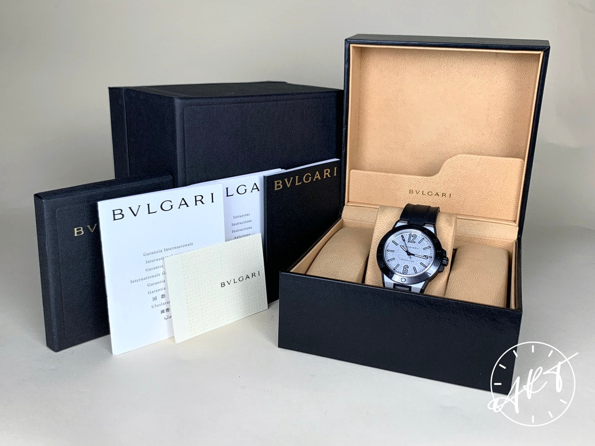 Bvlgari Diagono Silver Magnesium Dial Ceramic Automatic Watch DG 41 in FULL SET