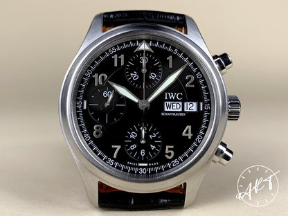 IWC Pilot's Spitfire Chronograph Black Dial SS Auto Watch IW370618 w/ Paper